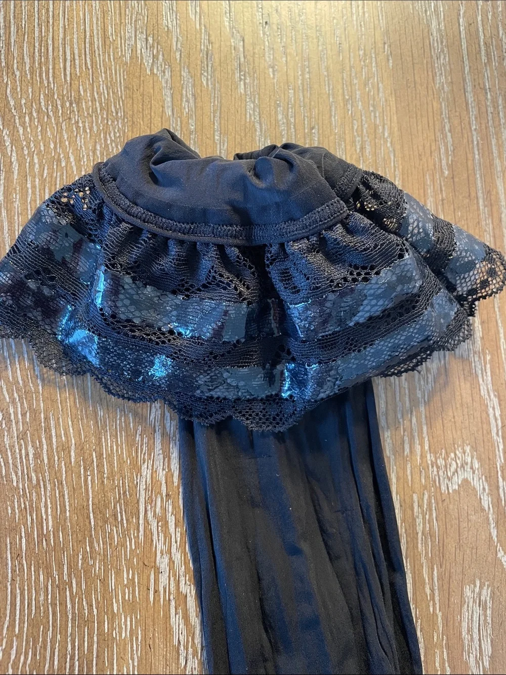 Black Thigh-High Stockings with Lace Top
